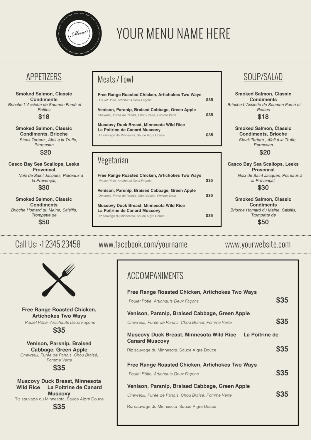 Menu Templates Microsoft Word