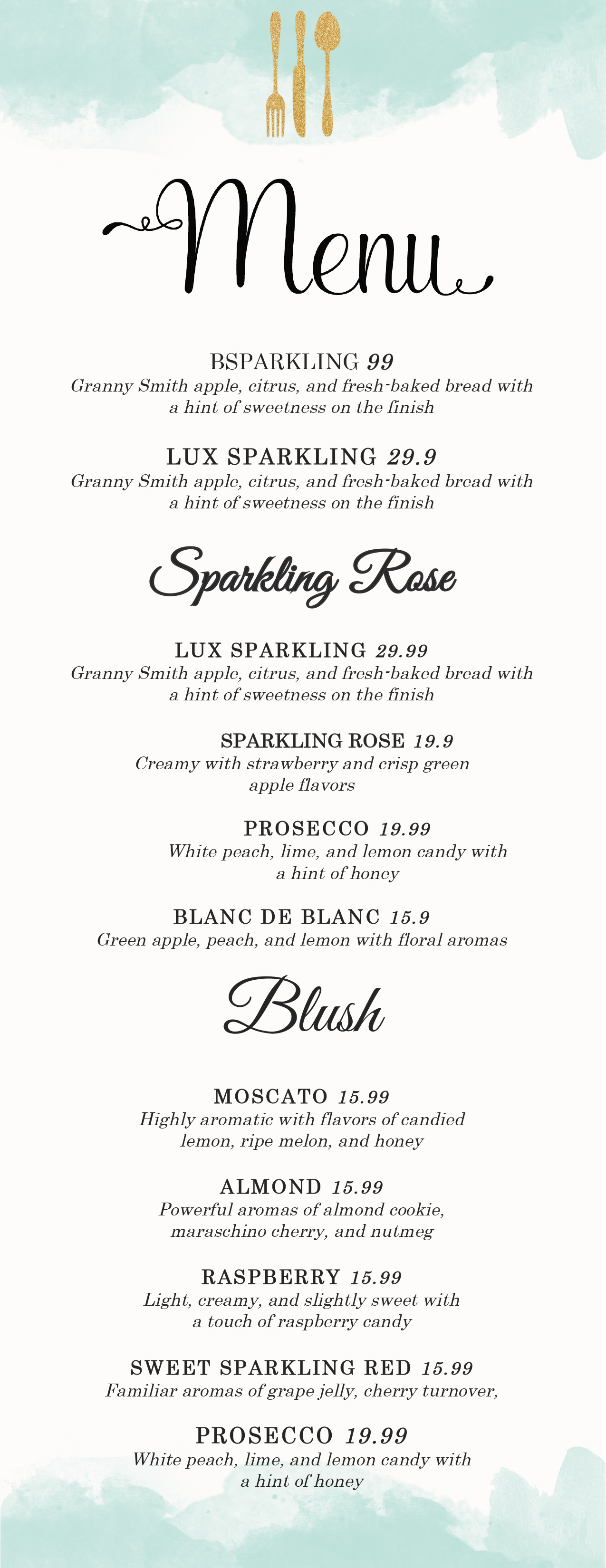 Free Wedding Menu Template Word