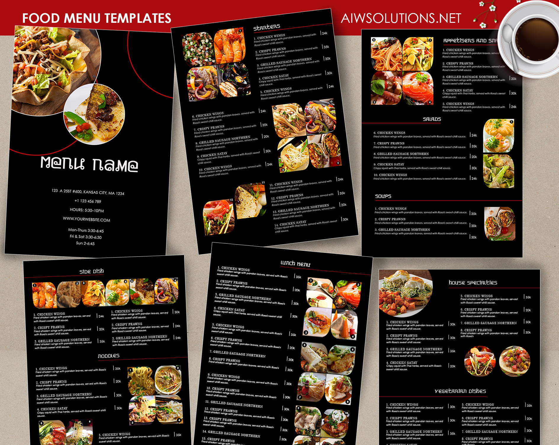 bar food menu templates