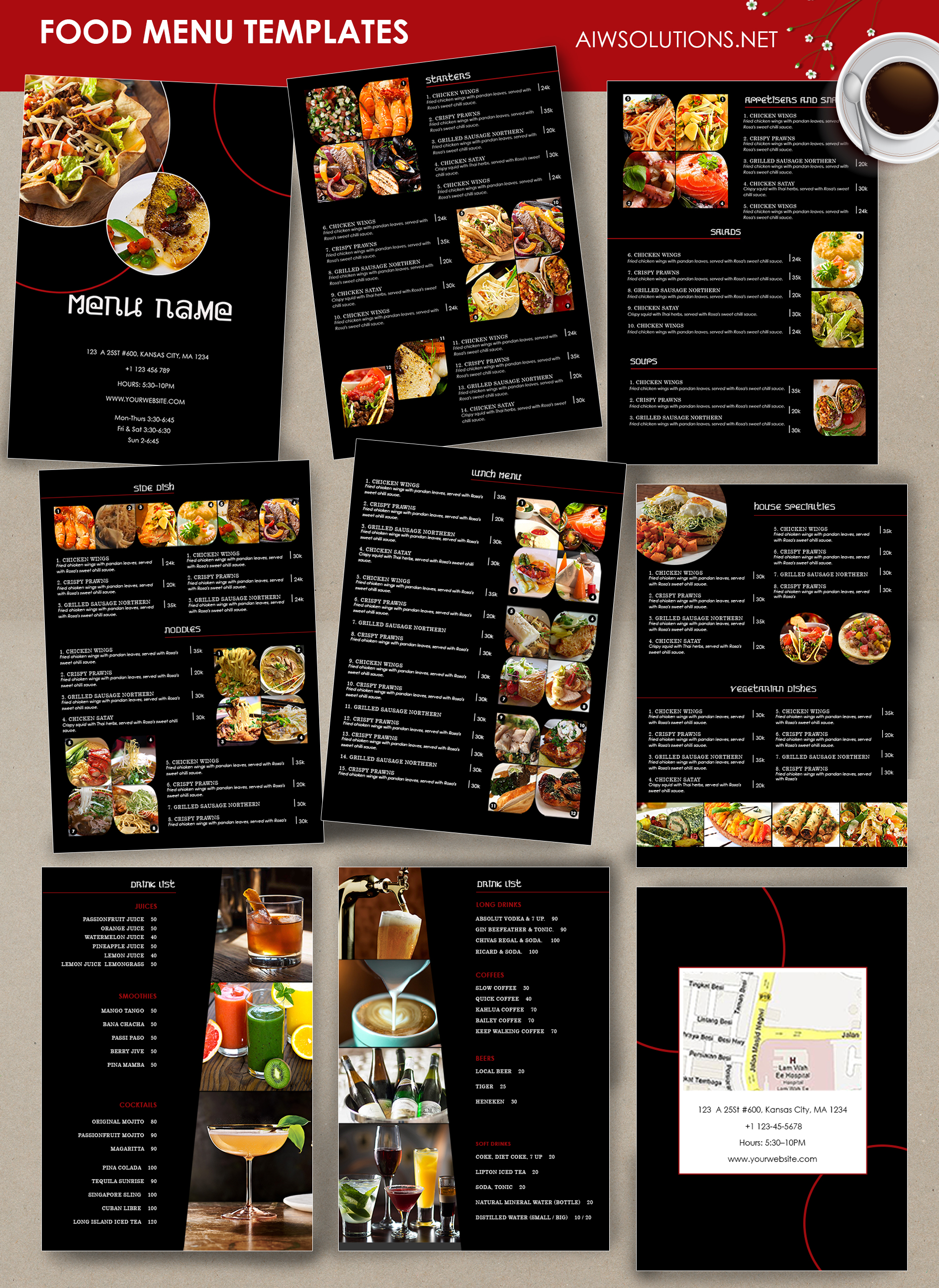 Design & Templates, Menu Templates ,Wedding Menu , Food Menu ,bar menu