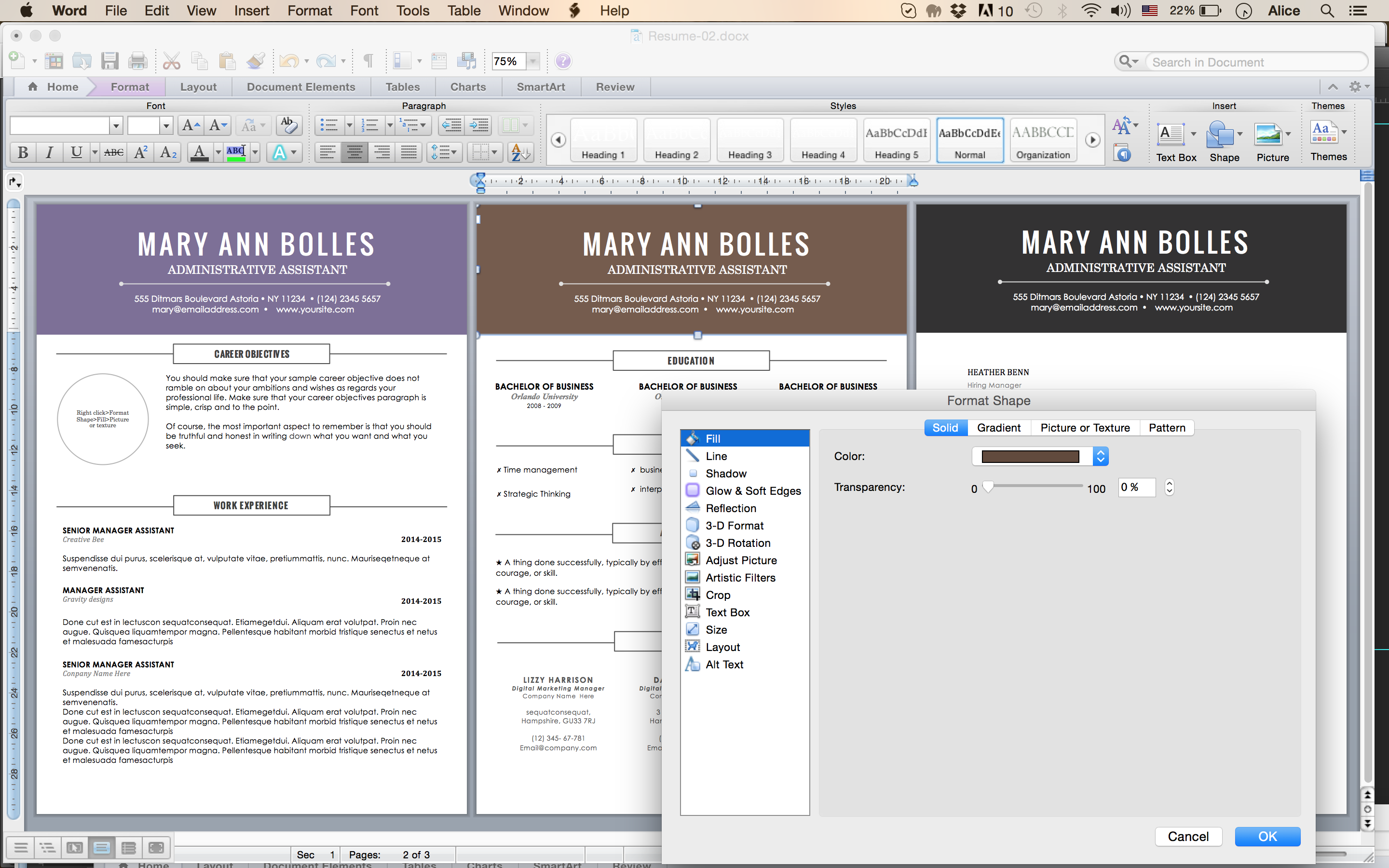 microsoft word templates for mac resume