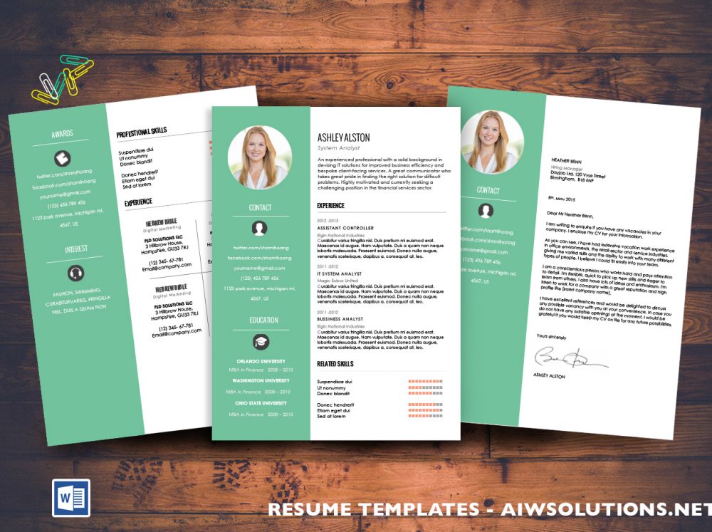 resume    cv template  cover letter for ms word  creative