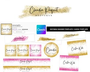 Gold Gold glitter Canva banner template