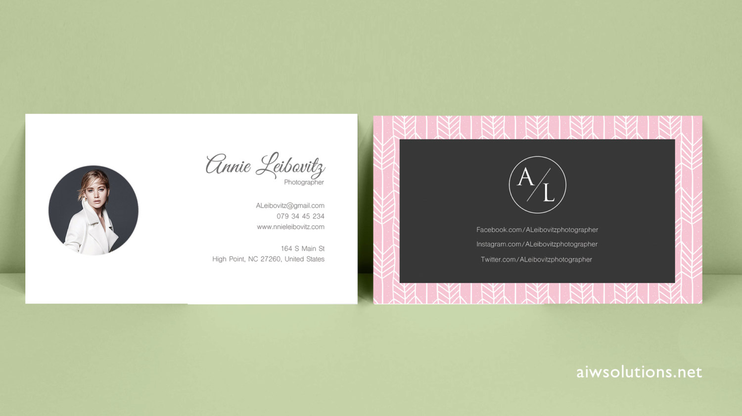 Premade Business Card Template, Name Card Template, Photography name