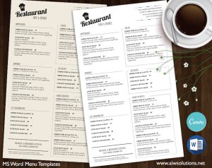 Simple Menu Template -Word and Canva template - id09