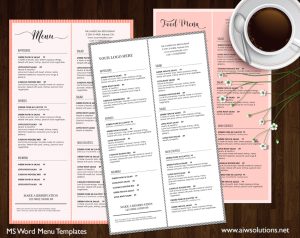 Restaurant Menu - id12 - Word and Canva menu template
