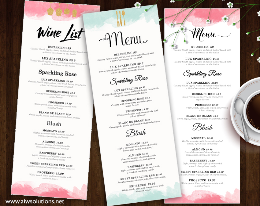 Design Templates Menu Templates Wedding Menu Food Menu Bar