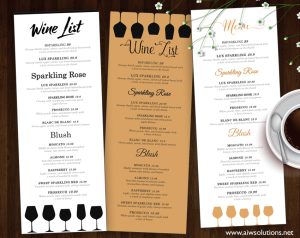Wine List, Wine Menu Template, Wedding Menu Print, Drink Menu Canva Template  id15