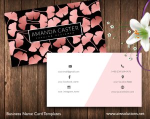 Ginkgo Leaves name card, Name Card Template, Photography name card, calling cards, DIY business cards, Ginkgo Leaves rose gold - Id22