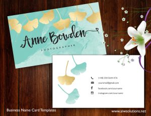 Ginkgo Leaves name card, Name Card Template, Photography name card, calling cards, DIY business cards, Ginkgo Leaves gold - ID21
