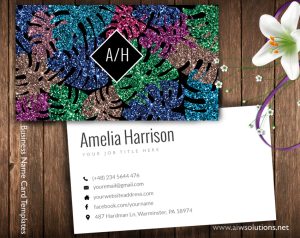 colorful glitter Business Card, colorful name card with glitter art - ID29