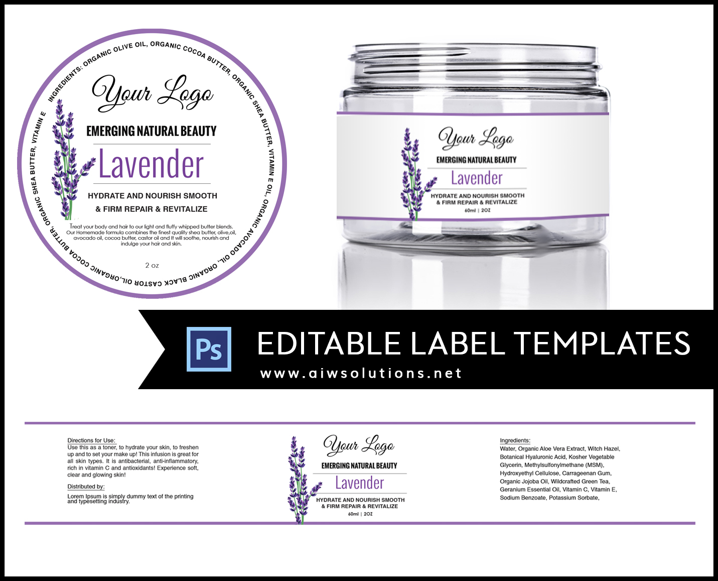 Label design 2oz jar 4oz jar 8oz jar