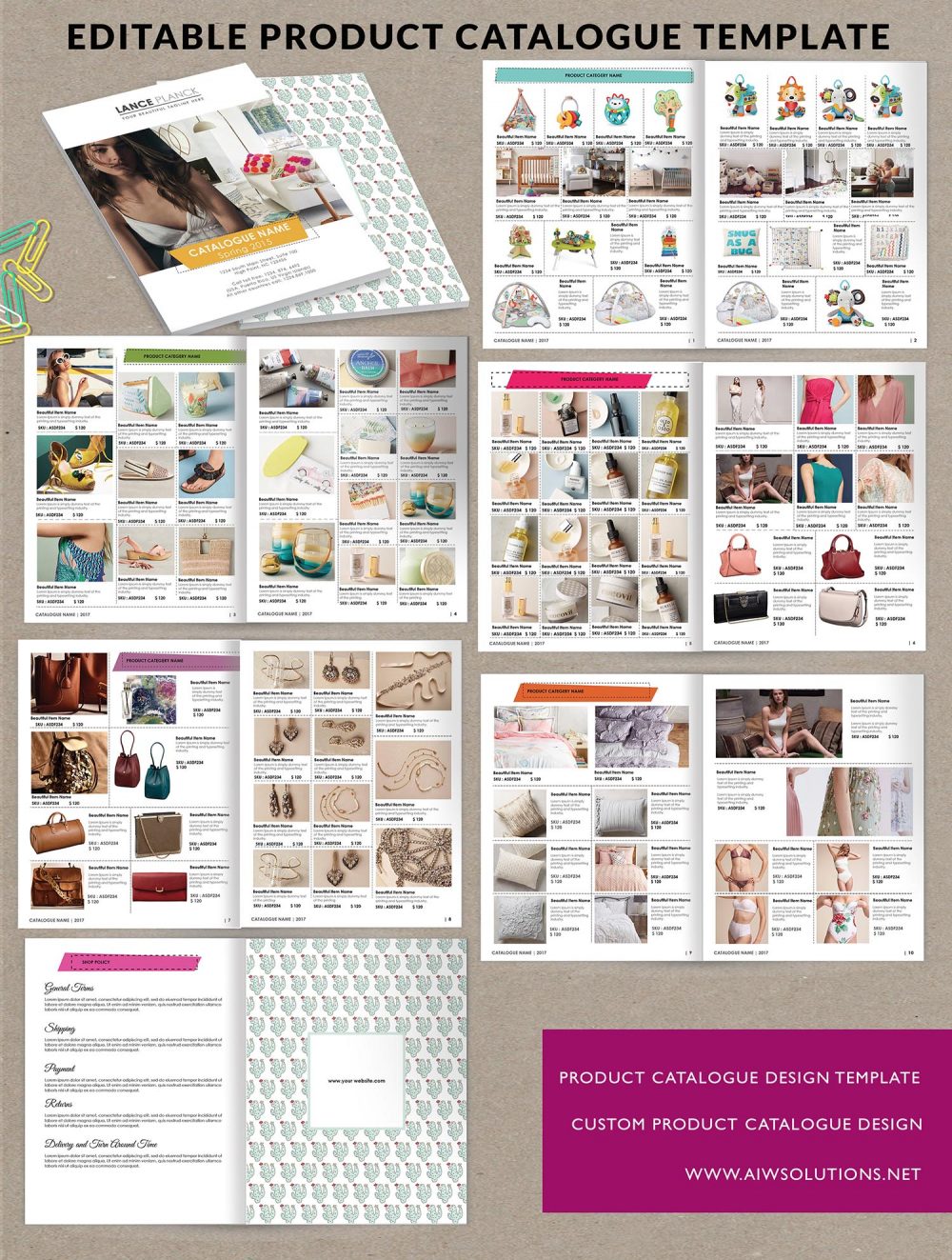 product catalog template for hat catalog, shoe catalog template, hand