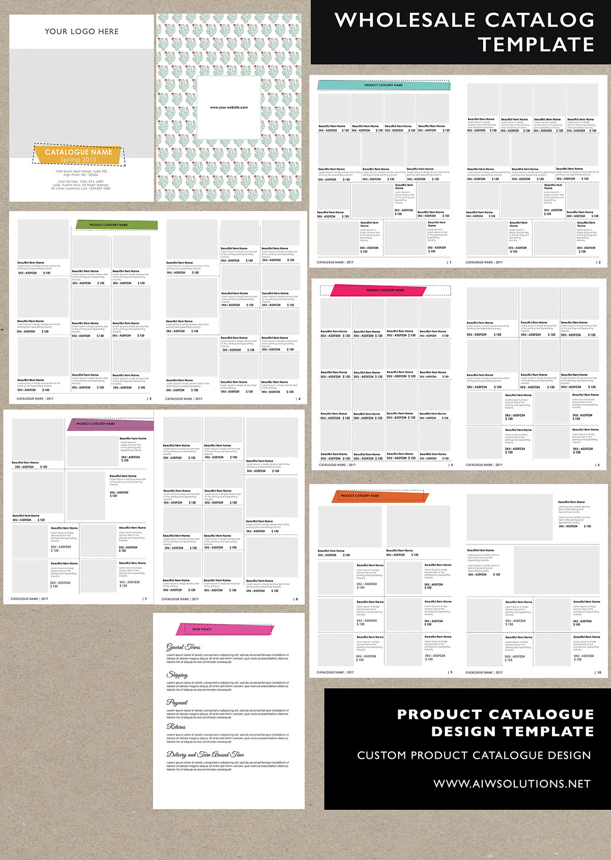 product catalog template for hat catalog, shoe catalog template, hand