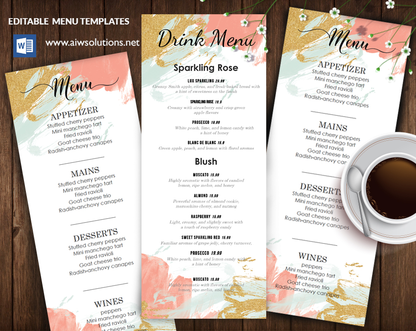 Design Templates Menu Templates Wedding Menu Food Menu Bar