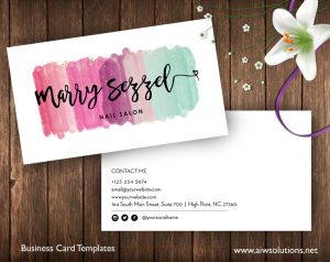 mint green blue, brush name card, Eyelash extensions name card, glitter name card - ID42