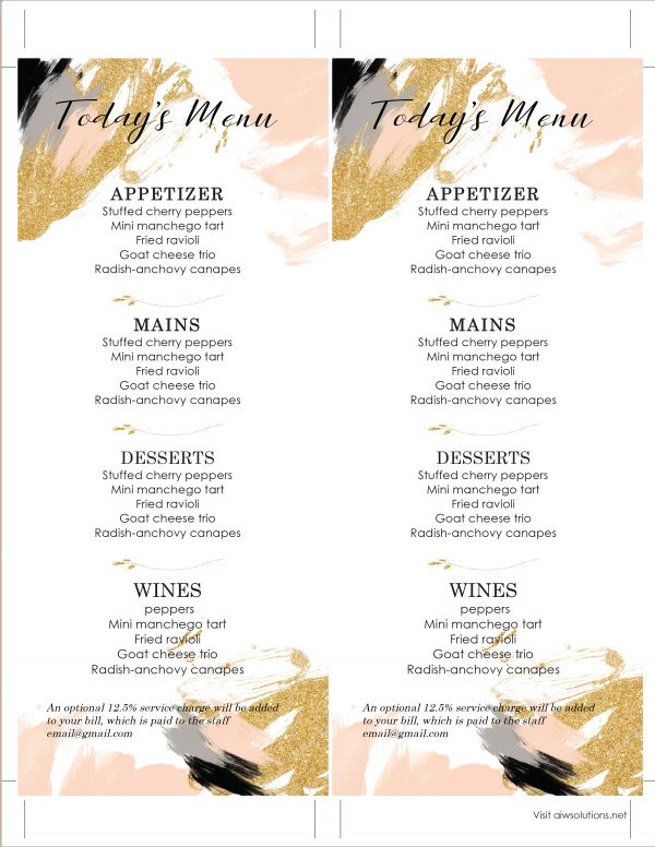 Editable and printable wedding menu, menu template, cute wedding menu, simple wedding menu, birthday menu, drink menu, food menu, girly menu