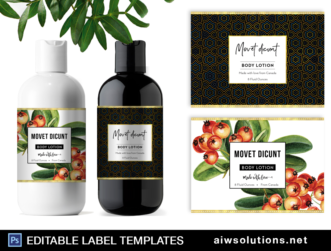 Body lotion Label Template ID37 aiwsolutions