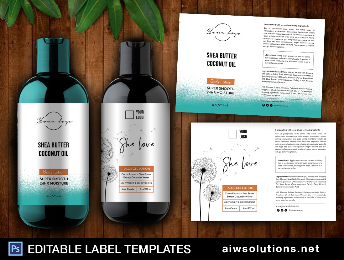 Body lotion Label Template ID37 aiwsolutions