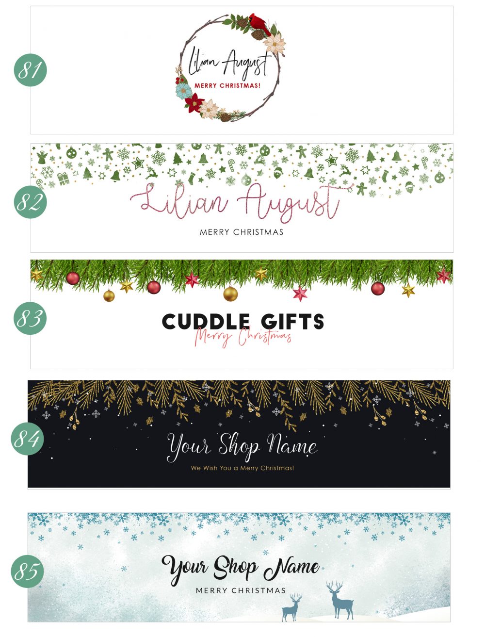 Christmas Etsy Shop Banner, Christmas Cover Photo,Christmas Etsy With Etsy Banner Template