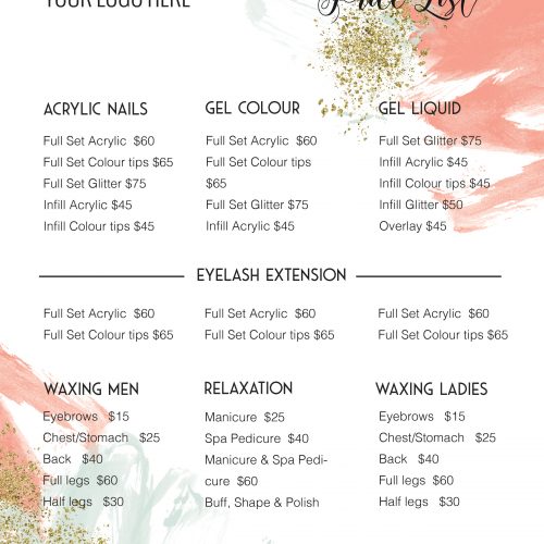 pricing list template, price list template, menu template