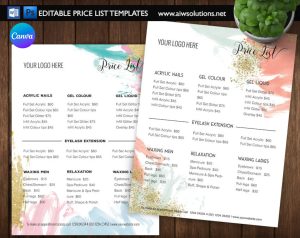 Canva price guide,Pricing list template, pricing Flyer- Canva + Ms Word+Photoshop template ID02