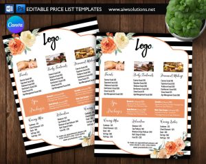 Canva Day Spa Menu, Massage price list id08