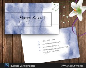 Blue watercolour name card - ID56