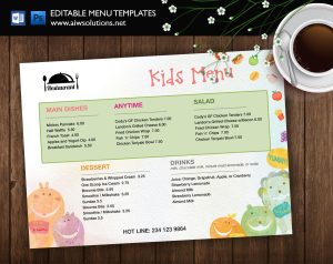 Cute Kid Menu - Canva and MS Word Template and Photoshop Template - id37