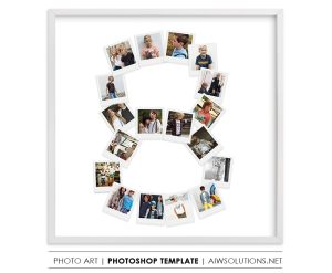 Number 8 Photo Collage Template PSD