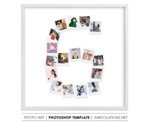 Number 6 Photo Collage Template PSD