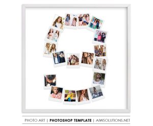 Number 9 Photo Collage Template PSD