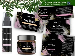 Black Floral Label Template ID62