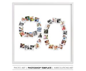 Number 90 Photo Collage Template PSD