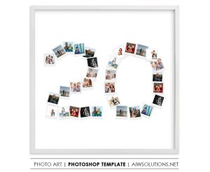 Number 20 Photo Collage Template PSD