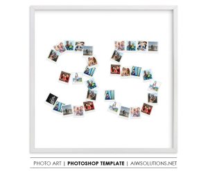 Number 35 Photo Collage Template PSD
