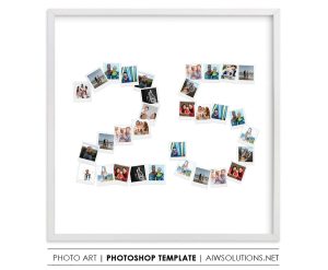 Number 25 Photo Collage Template PSD