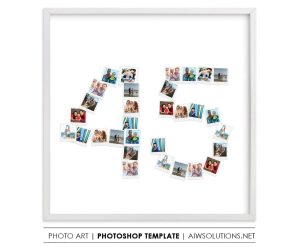 Number 45 Photo Collage Template PSD