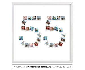 Number 55 Photo Collage Template PSD