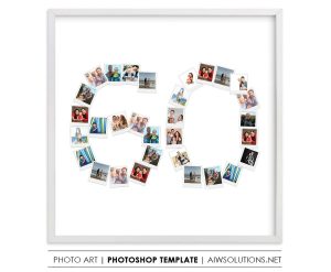 Number 60 Photo Collage Template PSD