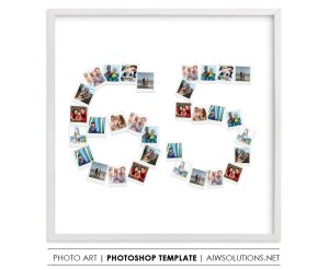 Number 65 Photo Collage Template