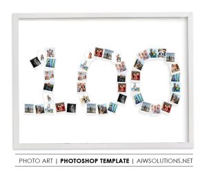 Number 100 Photo Collage Template