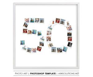 Number 50 Photo Collage Template PSD