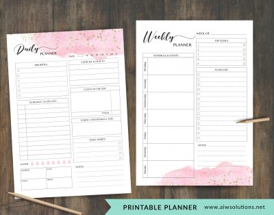 set of planners - daily planner, monthly planner, hourly planner ...