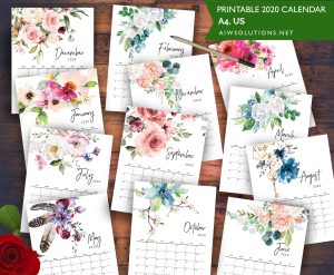 2020 Printable watercolor Calendar - id07