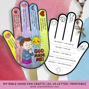 God Made Me Bible Hand Fan Craft Printable, Creation Craft, Bible Lesson, faith craft for kids, homeschool bible, vbs craft, church activity