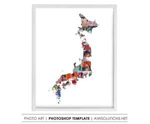 Japan map photo Collage Template