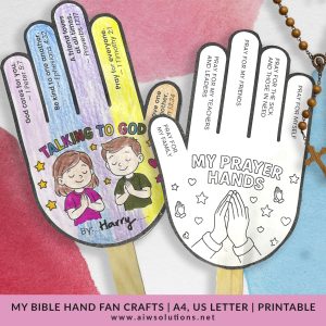 My Prayer Hands Bible Hand Fan Craft Printable | Christian Kids Activity | Sunday School Prayer Craft | Bible Lesson color, cut and learn