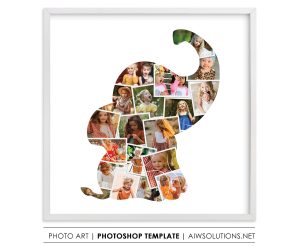 Cute elephant photo collage template