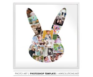 Rabbit Bunny head shape photo collage